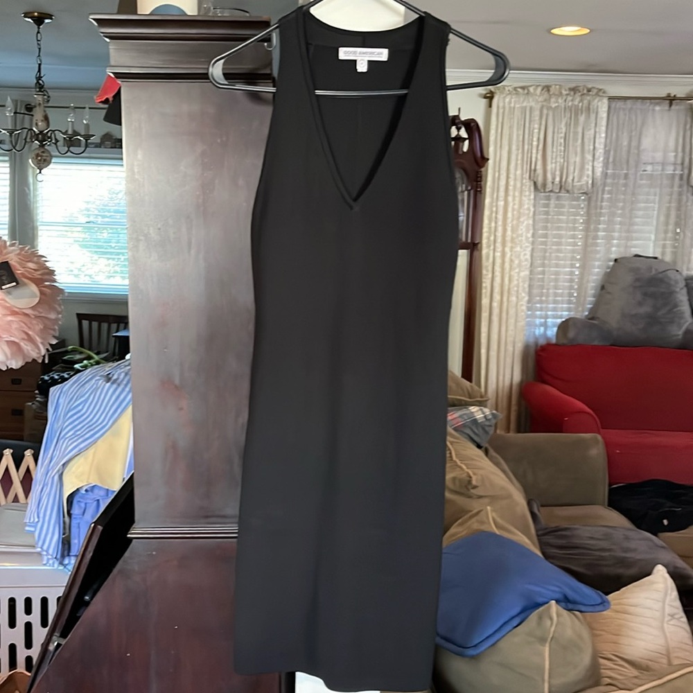 Good American Black Ribbed Body-Con Dress, NWOT